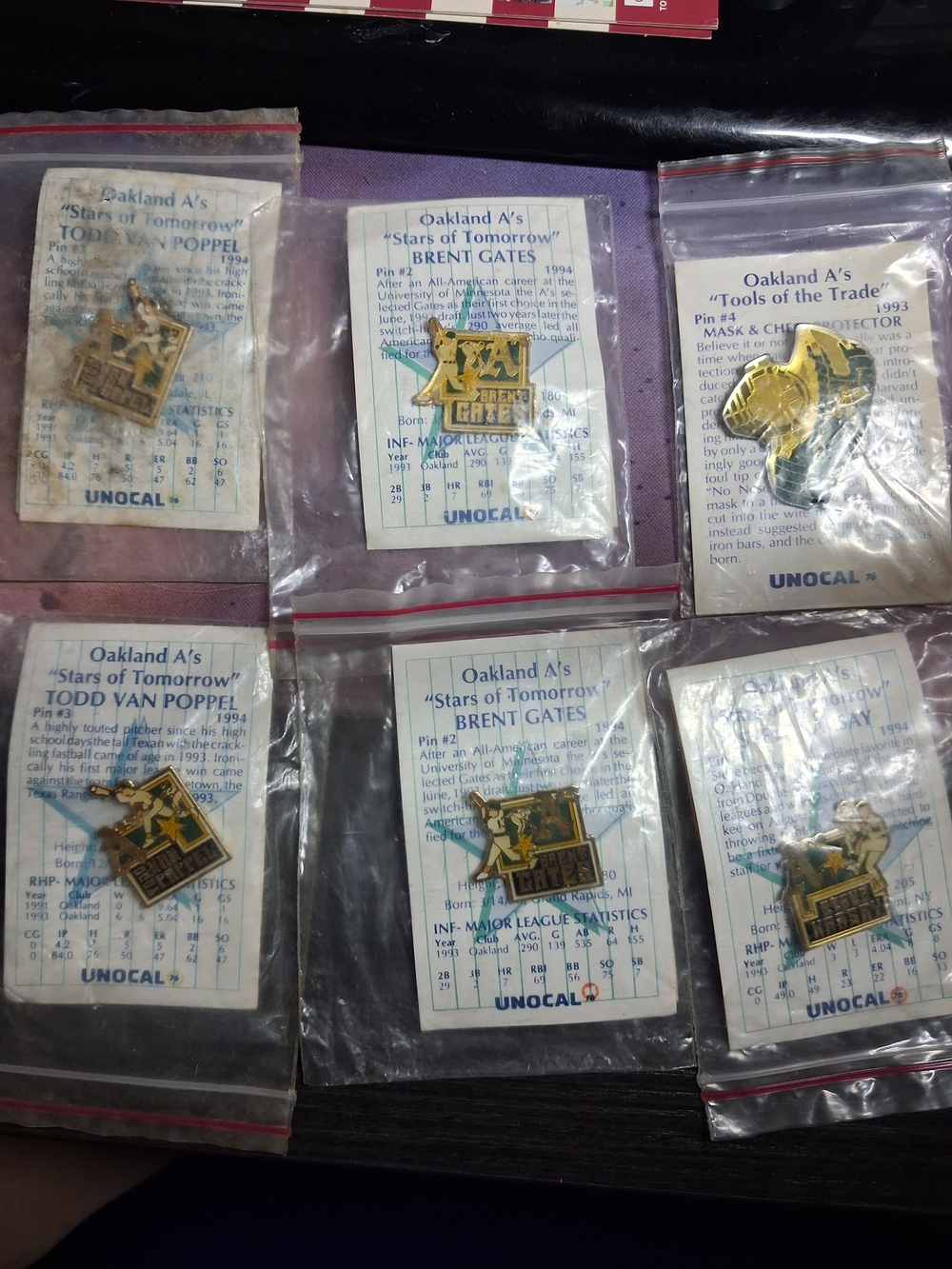 Oakland A's Vintage Collectible Pins - Gold & Green (Set of 6)
